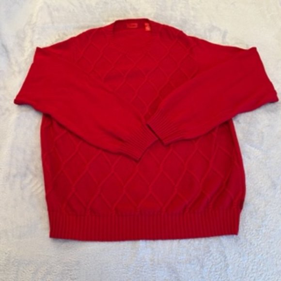 Izod Men's Crew Neck Sweater Cable Knit Red XL - Picture 3 of 15